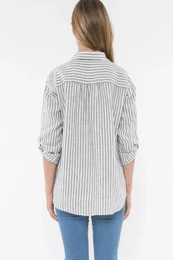 JUMP Stripe Linen Shirt | Thyme | JP2 Discount