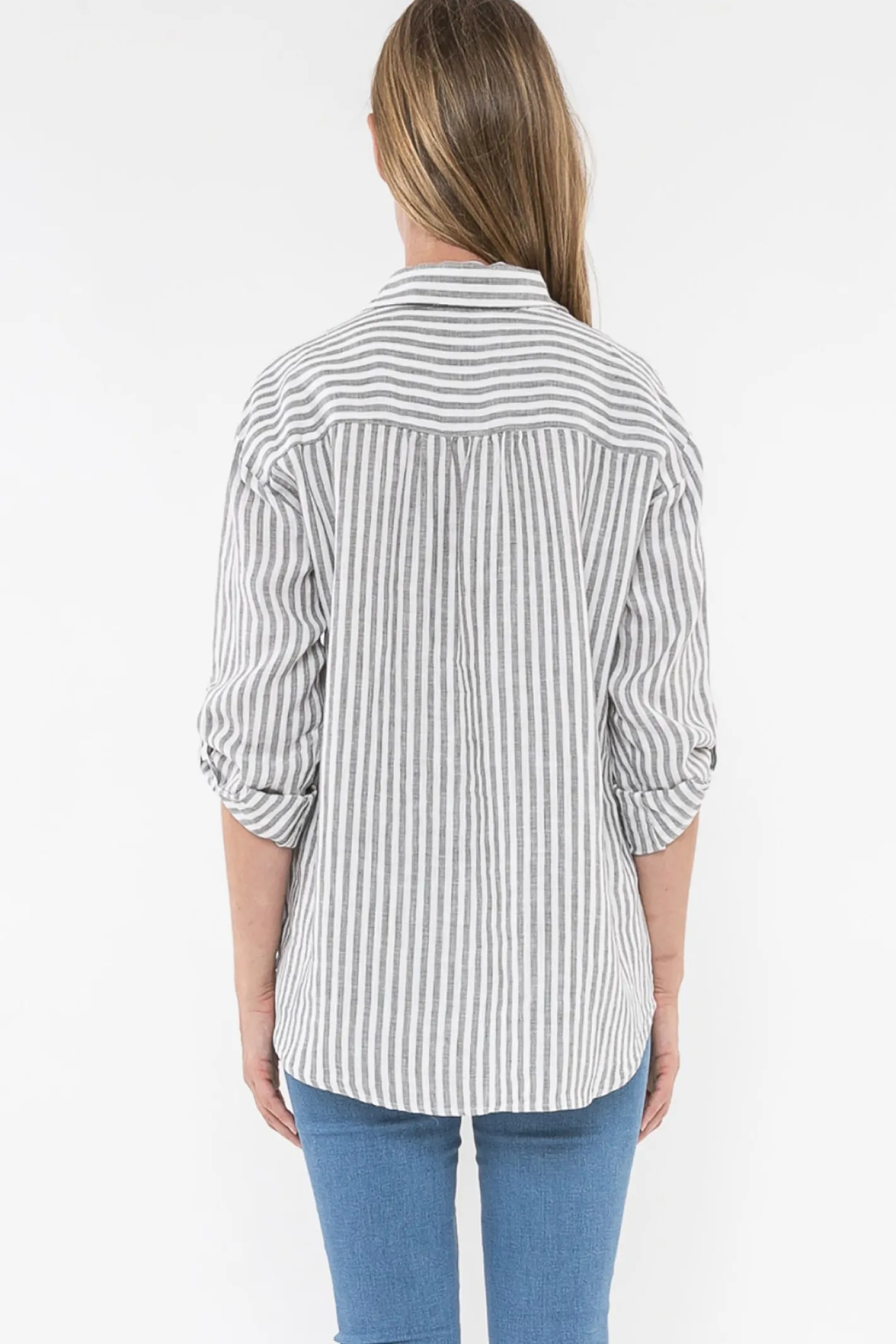 JUMP Stripe Linen Shirt | Thyme | JP2 Discount