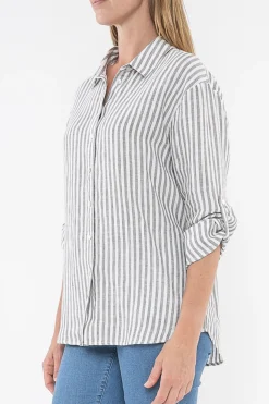 JUMP Stripe Linen Shirt | Thyme | JP2 Discount