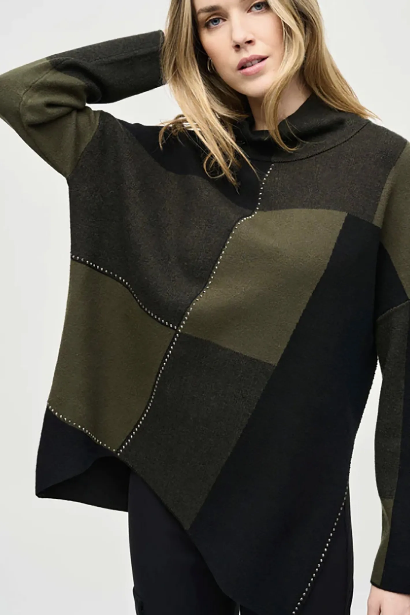Joseph Ribkoff Studded Detail Knit - Iguana/Black - JR17 Hot