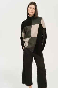 Joseph Ribkoff Studded Detail Knit - Taupe Melange/Black - JR17