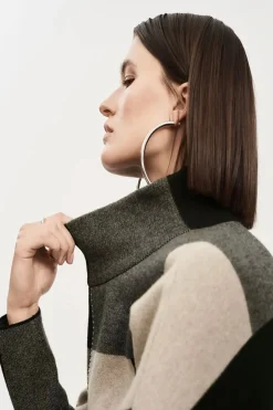 Joseph Ribkoff Studded Detail Knit - Taupe Melange/Black - JR17
