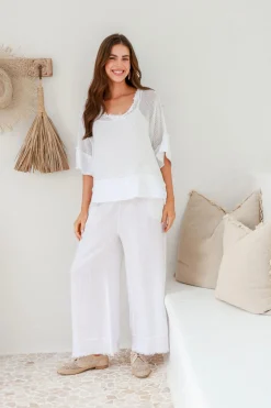 The Italian Cartel Tara Linen Pant - White - IC17 Best