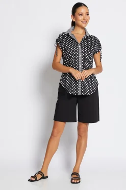 Philosophy Tie Combo Blouse - Black - PH1 Sale