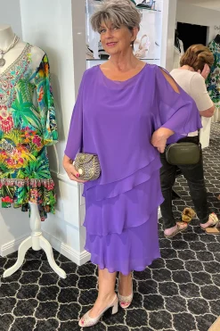 Layla Jones Tiered Chiffon Dress - Purple - LJ1 Outlet