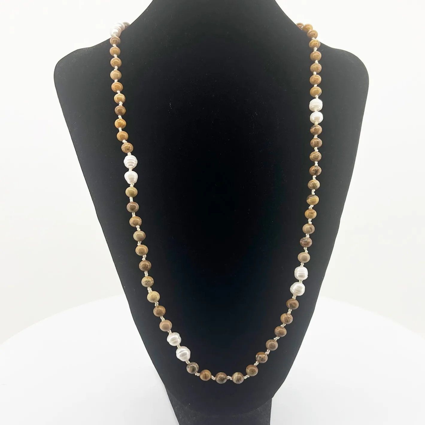Cindy G / Jewellery Tiger Iron & Pearl Necklace - CG62 Hot