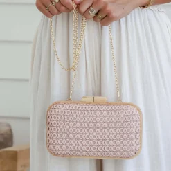 Spice Up Timber Frame Clutch Bag | Blush