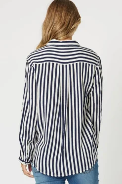 Threadz Tina Stripe Shirt - Navy & White - TZ35