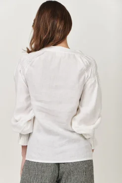Naturals By O & J Tina V-Neck Linen Top - White - OJ23 Online