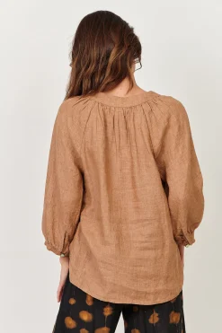 Naturals By O & J Trudy V-Neck Linen Top - Chai - OJ24 Clearance