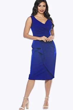 Zaliea Waterfall Style Dress | Royal | Z7