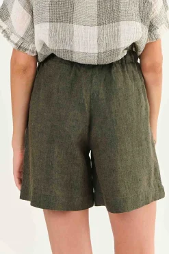 Naturals By O & J Zoie Linen Shorts - Licorice - OJ26 Outlet